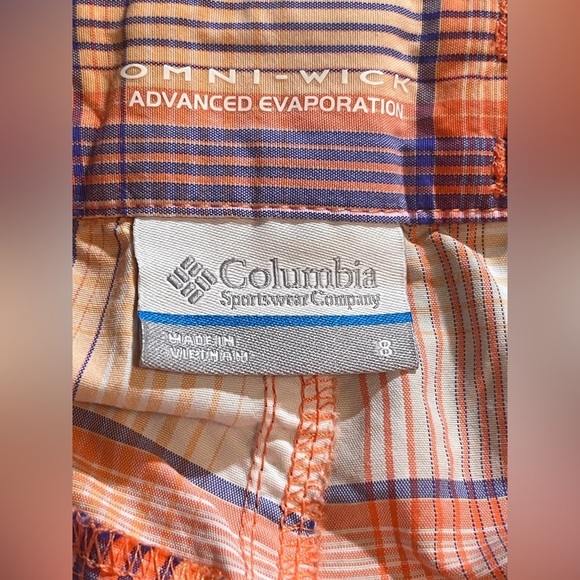 COLUMBIA  omni-shade omni-wick Lightweight Nylon Pink gray Shorts womens  size 8 - Picture 8 of 9